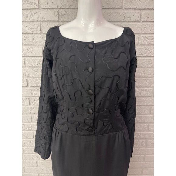 Kymio Black Long Sleeve Dress Shift Size 10 - Picture 4 of 8